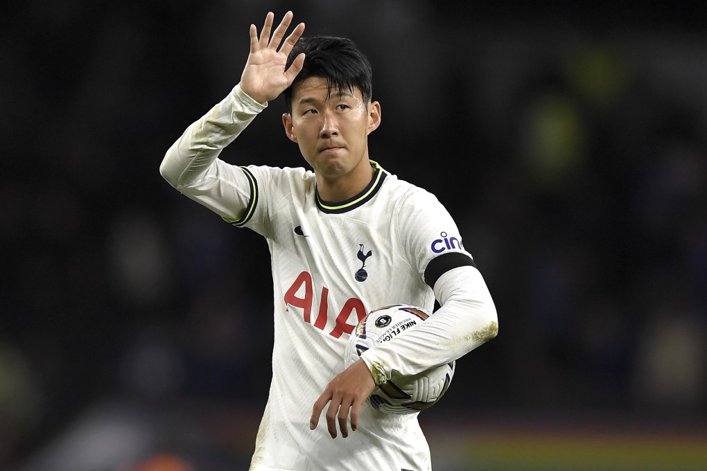 Tottenham striker Son Heung-min carries the match ball after scoring a hat-trick against Leicester City. Photo: EPA-EFE