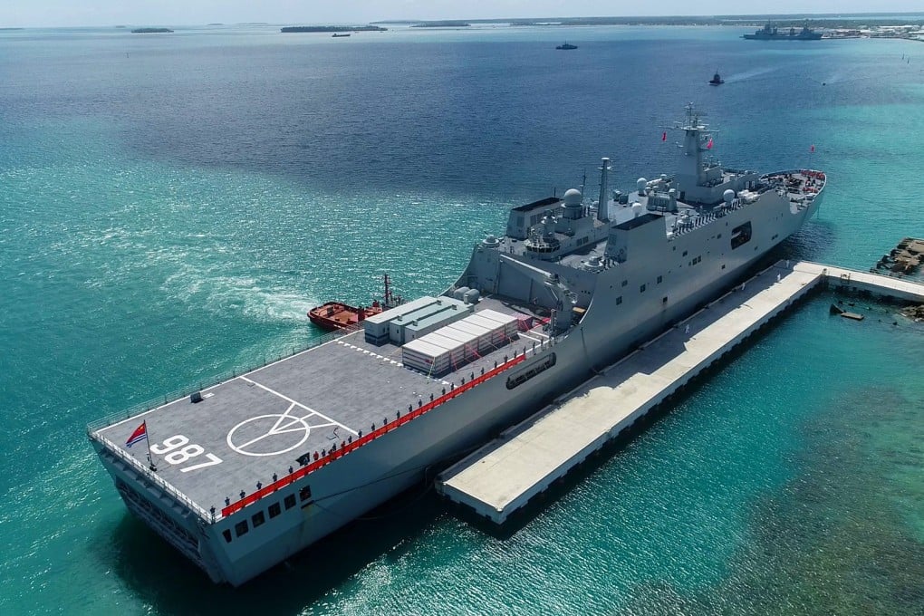 A Chinese naval ship carrying relief supplies docks in Tonga in February. A White House official said Thursday’s meeting aimed to better coordinate US-led assistance to the Pacific region in the face of competition from China. Photo: Xinhua