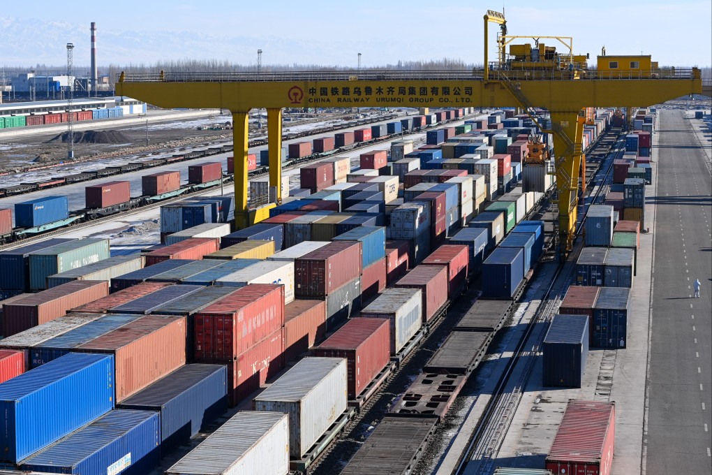 Shipping containers in Horgos, a port in China’s Xinjiang Uygur autonomous region. Photo: Xinhua