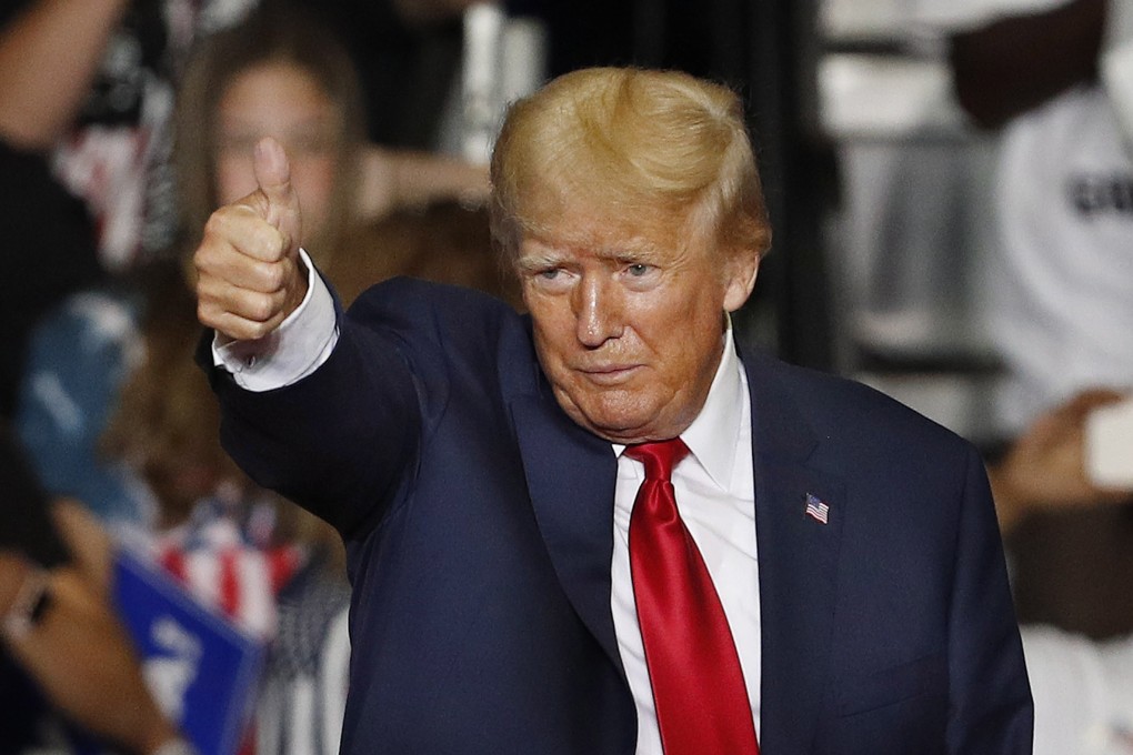 Former US president Donald Trump gestures during a rally in Youngstown, Ohio, on Saturday. Photo: EPA-EFE