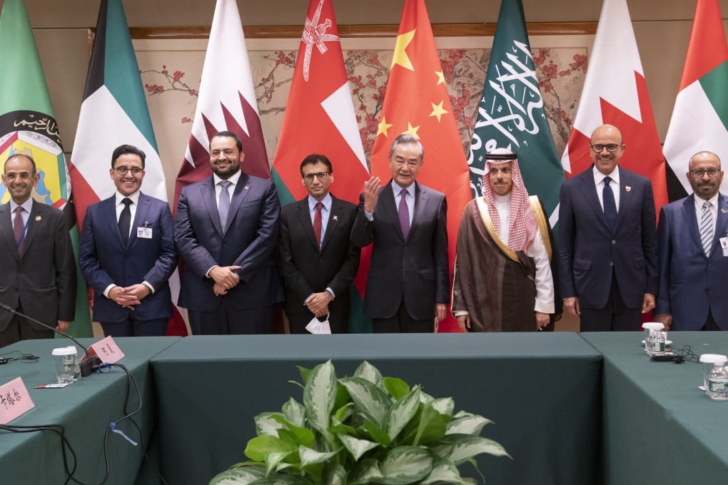 Chinese Foreign Minister Wang Yi meets counterparts from Gulf Cooperation Council countries on the sidelines of the 77th session of the UN General Assembly in New York on Monday. Photo: Xinhua