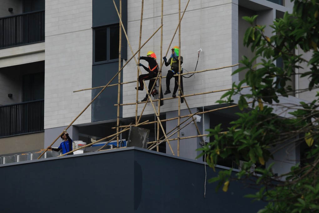 Construction workers at Chinese University of Hong Kong. Photo: Xiaomei Chen
