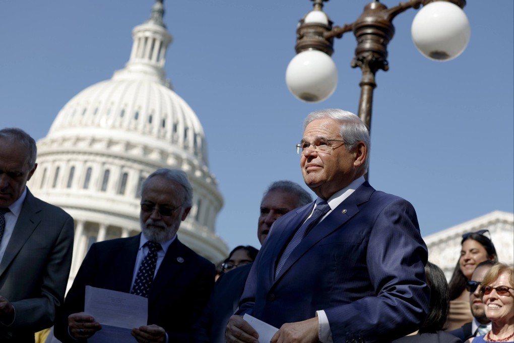 Senator Robert Menendez arrives to speak at a news conference in Washington on June 15. He has said the Taiwan Policy Act only sought to raise the costs of taking Taiwan by force. Photo: Getty Images/AFP