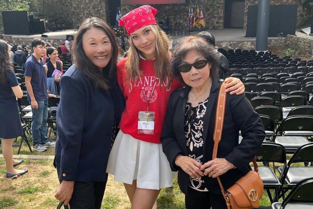 Eileen Gu with her mother and grandmother on her first day at Stanford University. Photo: Instagram/@eileen_gu_