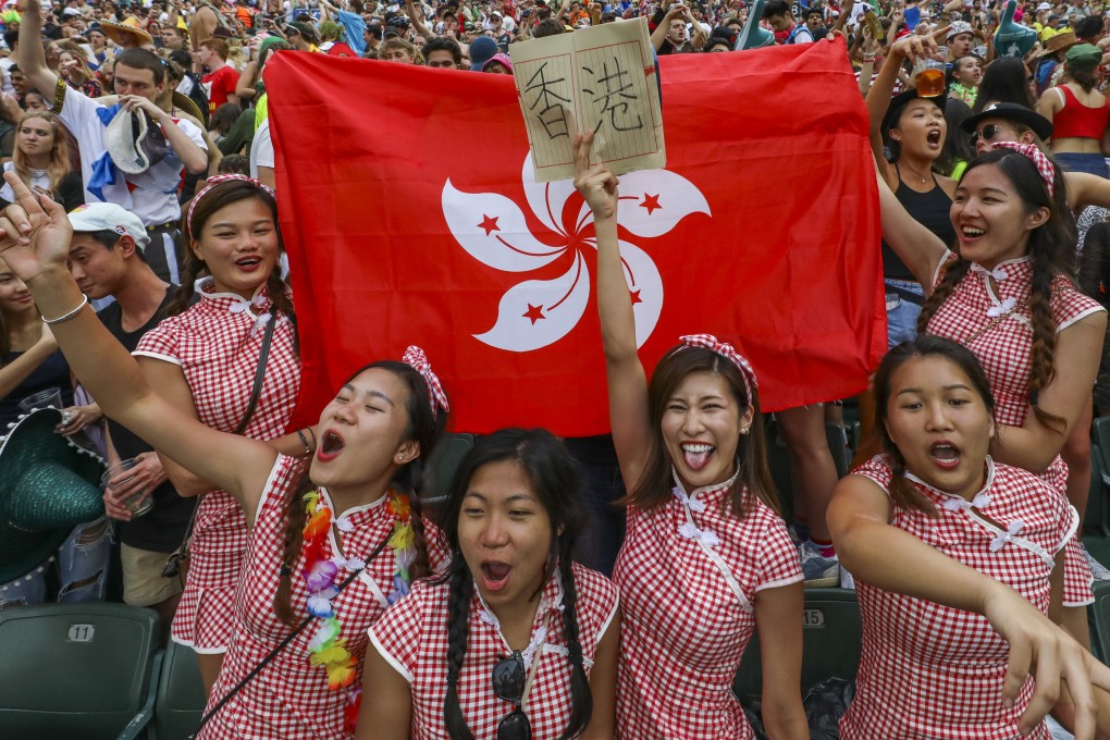 Fans in the South Stand cheer on Hong Kong during the second day of the 2019 Hong Kong Sevens at Hong Kong Stadium. Photo: Sam Tsang