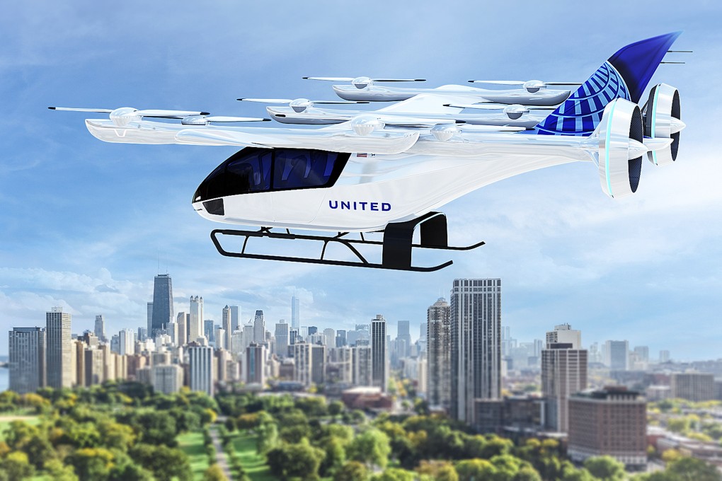 This image provided by United-Airlines shows an illustration of an electric powered air taxi. United said Sept. 8, 2022, that it has invested US$15 million in a start-up manufacturer. Photo: United-Airlines via AP
