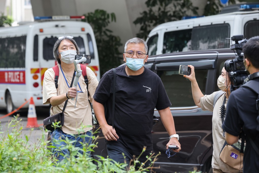 Hong Kong Journalists Association Chairman Ronson Chan arrives at West Kowloon Magistrate’s Court in Cheung Sha Wan. Photo: Jonathan Wong