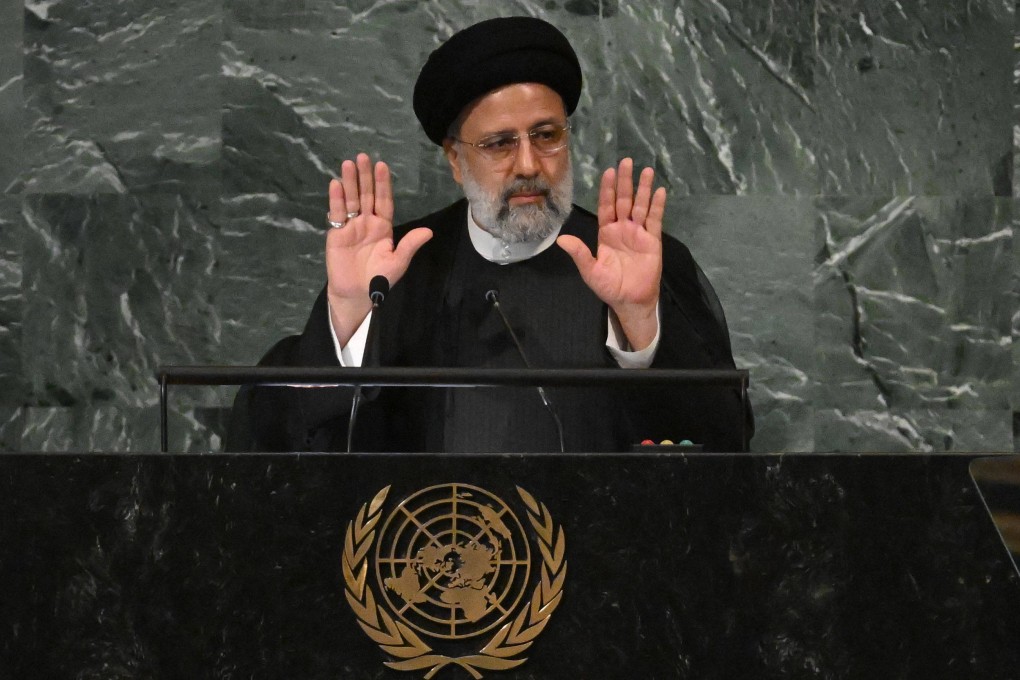 Iran’s President Ebrahim Raisi speaking at the UN General Assembly on Wednesday Photo: AFP
