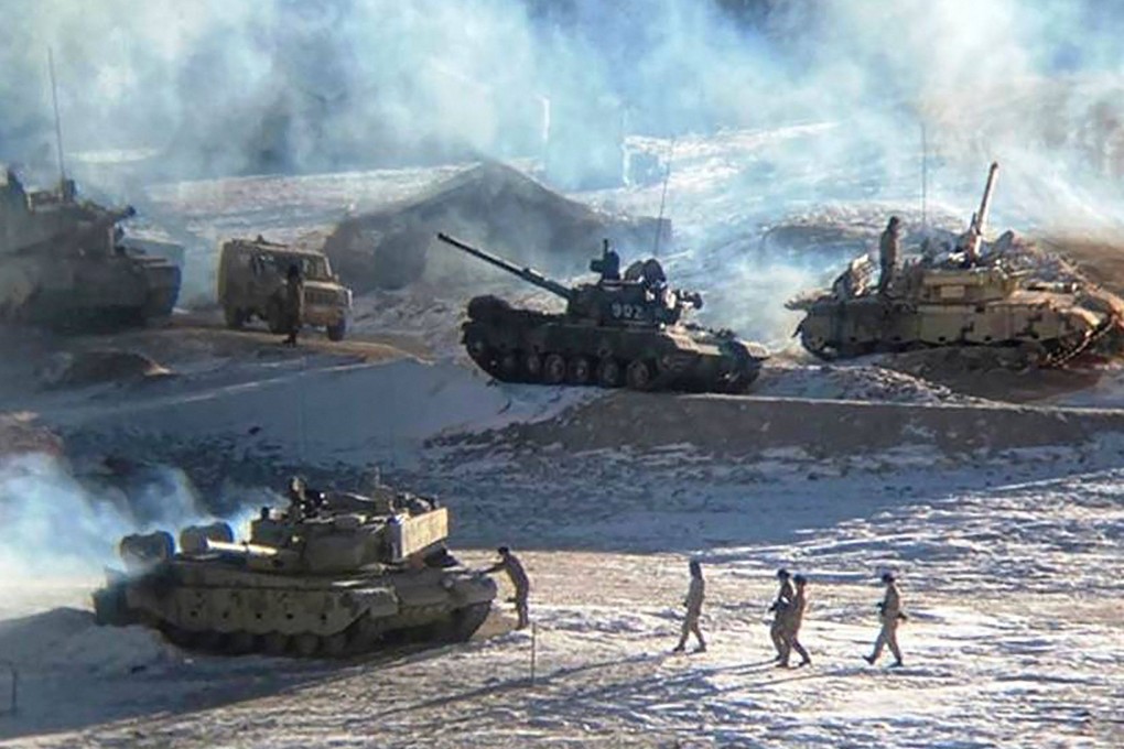 Indian and Chinese troops are being removed from their disputed border area. Pictured, People Liberation Army soldiers and tanks during military disengagement along the border in Ladakh in 2021. Photo: Indian Ministry of Defence via AFP
