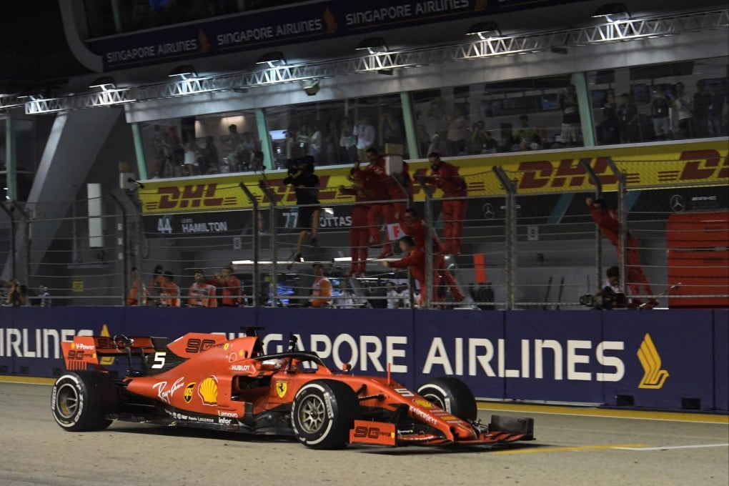 Singapore Grand Prix brings Formula 1 fun and high prices to the city. Above: Ferrari’s Sebastian Vettel after winning the Singapore Grand Prix in 2019. Photo: Roslan Rahman/AFP