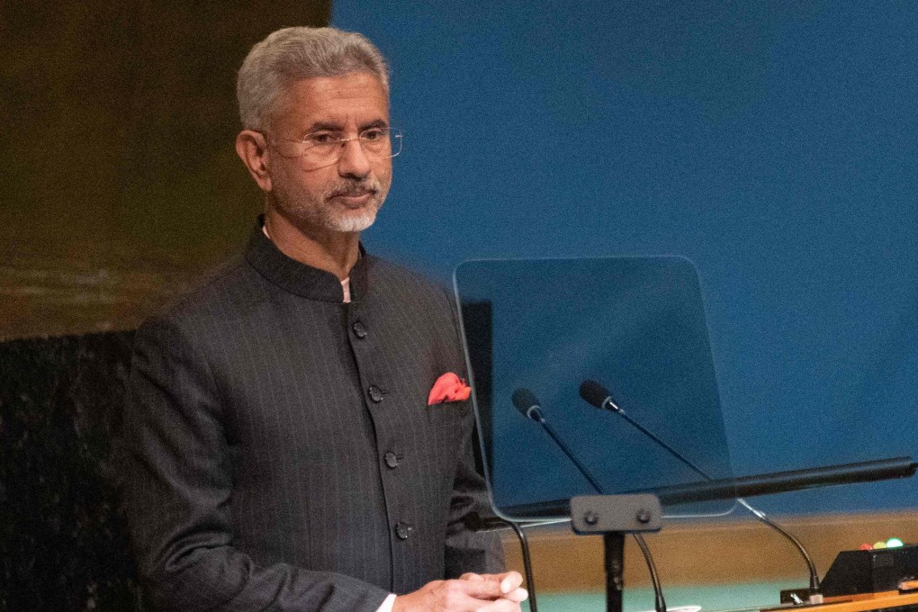India’s Foreign Minister Subrahmanyam Jaishankar addresses the 77th session of the United Nations General Assembly in New York. Photo: AFP