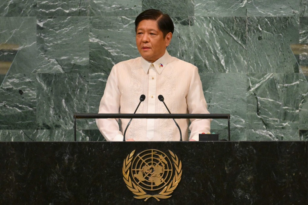 Philippine President Ferdinand “Bongbong” Marcos Jnr speaks at the UN General Assembly in New York, US, on September 20. Photo: AFP
