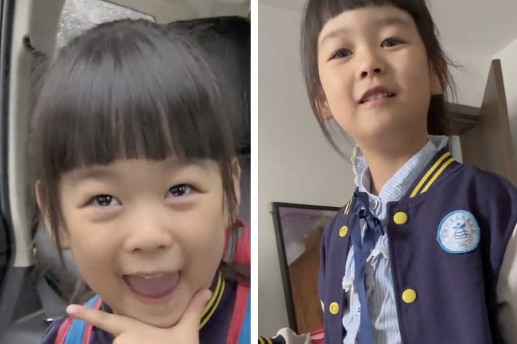 5-year-old Chinese girl went viral over her excitement after being reelected as class monitor. Photo: SCMP composite