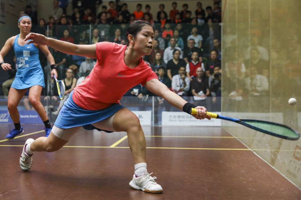 Hong Kong’s Au Wing-chi in action against Amanda Sobhy of United States at the 2018 Sun Hung Kai Hong Kong Open at the Squash Centre in Central. The tournament has been cancelled for the last three years but will return in November. Photo: Dickson Lee