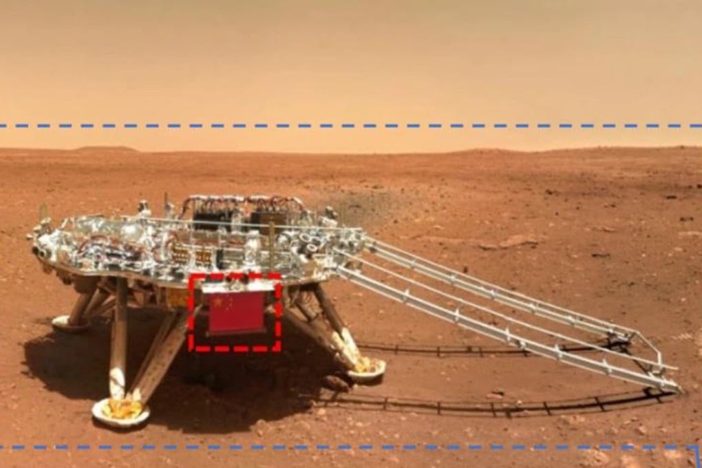 The Tianwen spacecraft unfurled the Chinese flag on Mars in May of last year, making it the first national flag on the red planet. Photo: Harbin Institute of Technology