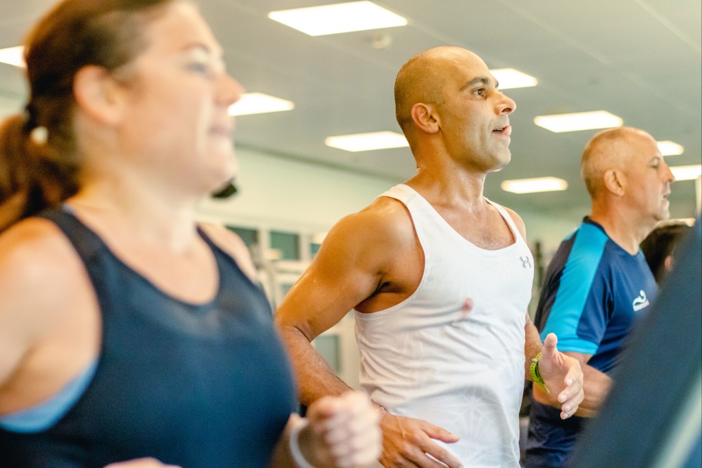 Mayank Vaid sets the world record for fastest aggregate time to complete 10 marathon distances in 10 days on a treadmill. Photo: Winnie Chu