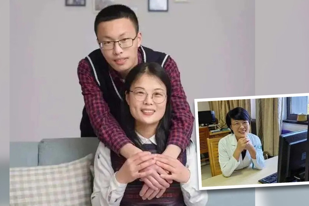 Chen Lan (pictured bottom centre and in inset), a nurse with 29 years of experience, has gone viral after fulfilling a life-long dream of going to university and is attending the same school as her son (pictured top centre). Photo: SCMP composite