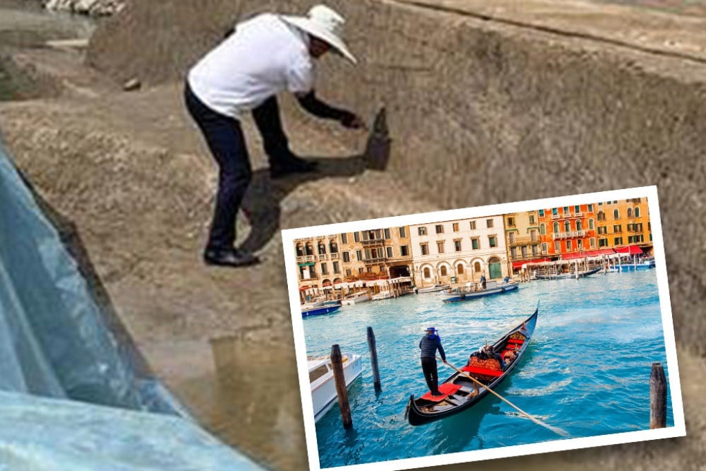 Archaeologists work to unearth a city they think used water canals for roadways. Photo: SCMP composite