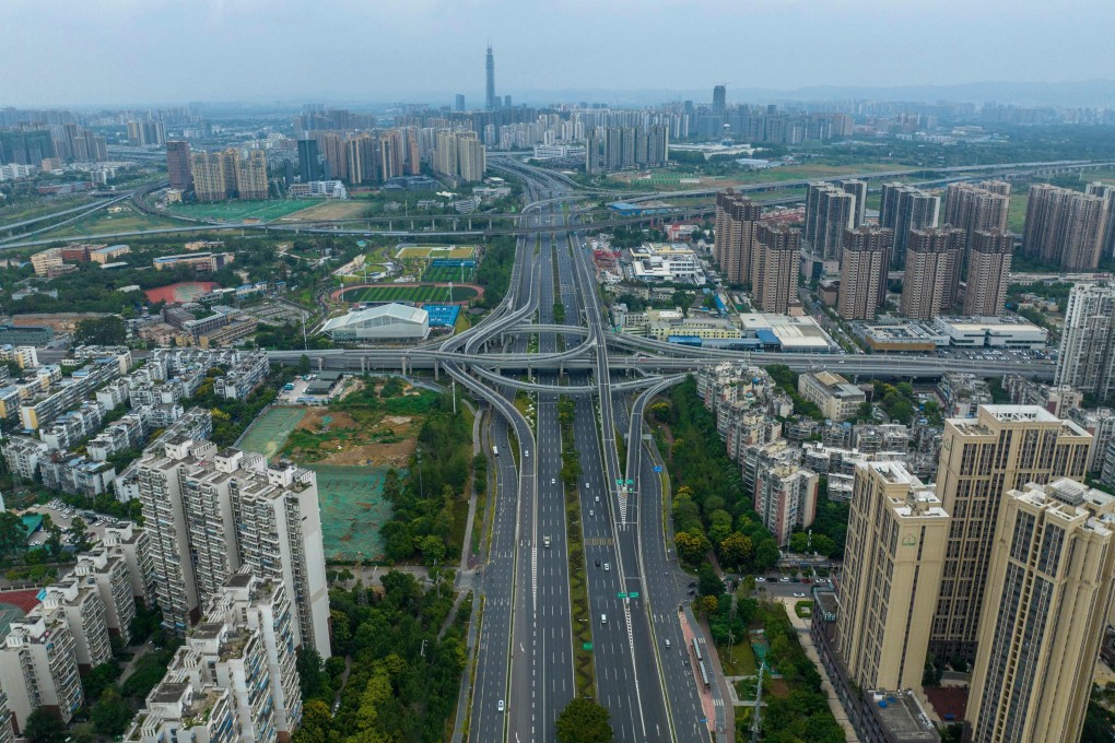 Nearly empty roads in Chengdu, Sichuan province, as China continues cracking down on Covid-19 outbreaks. Photo: AFP