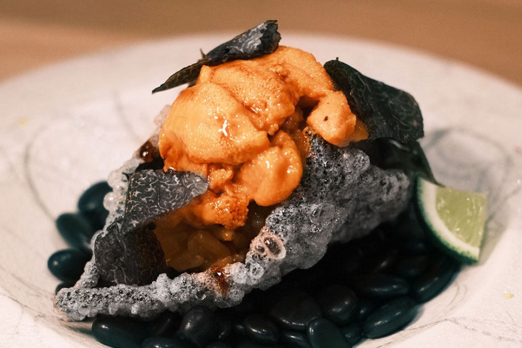 Saga seaweed with Hokkaido red sea urchin and truffle. Photo: Hashibami