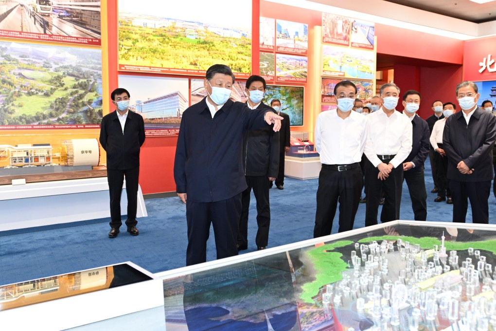 Chinese President Xi Jinping visits an exhibition in Beijing on the country’s achievements during his past two terms. Photo: Xinhua via AP