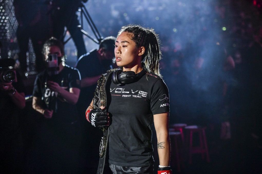 Angela Lee walks out to defend her atomweight MMA title against Stamp Fairtex at ONE X in Singapore. Photos: ONE Championship