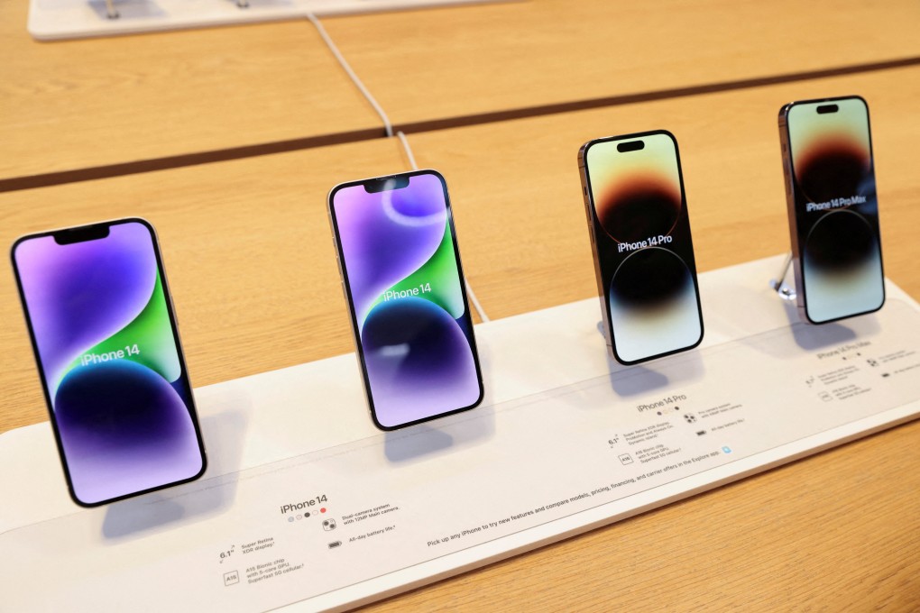 The iPhone 14, iPhone 14 Pro and iPhone 14 Pro Max displayed at the Apple Fifth Avenue store in Manhattan, New York City. Photo: Reuters