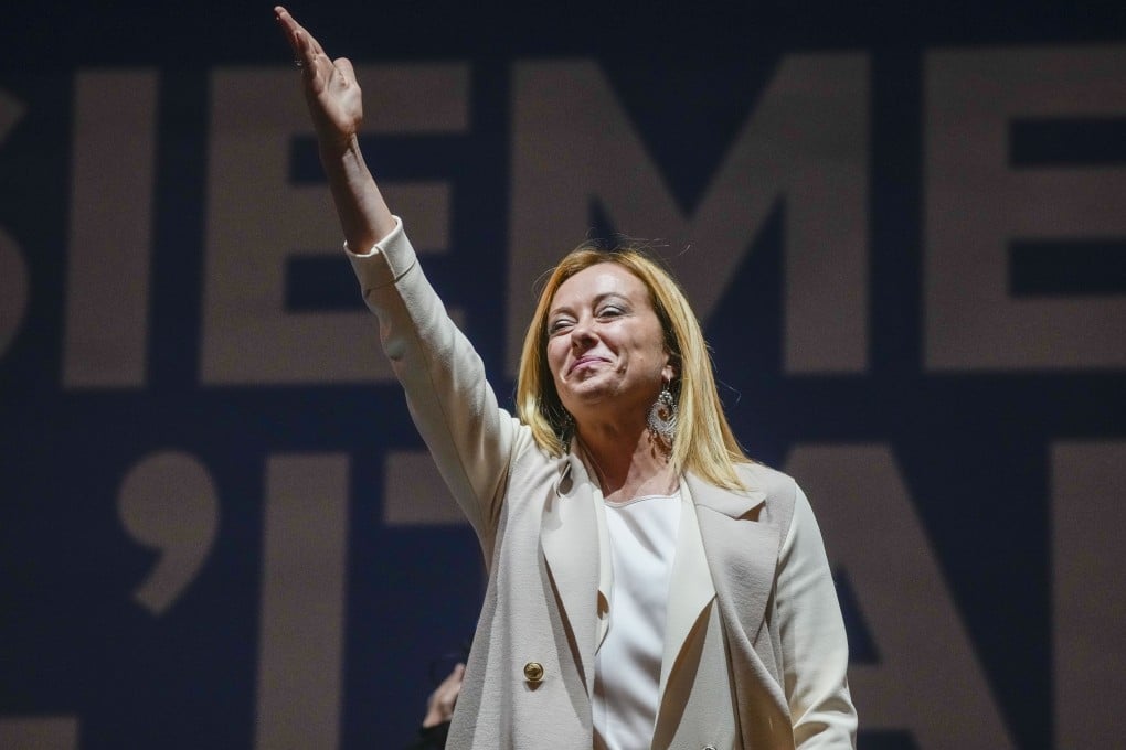 Giorgia Meloni attends a political rally in Rome on September 22. Questions are being raised among Italy’s European Union partners about whether Rome will maintain its commitments to EU principles, laws and ambitions. Photo: AP