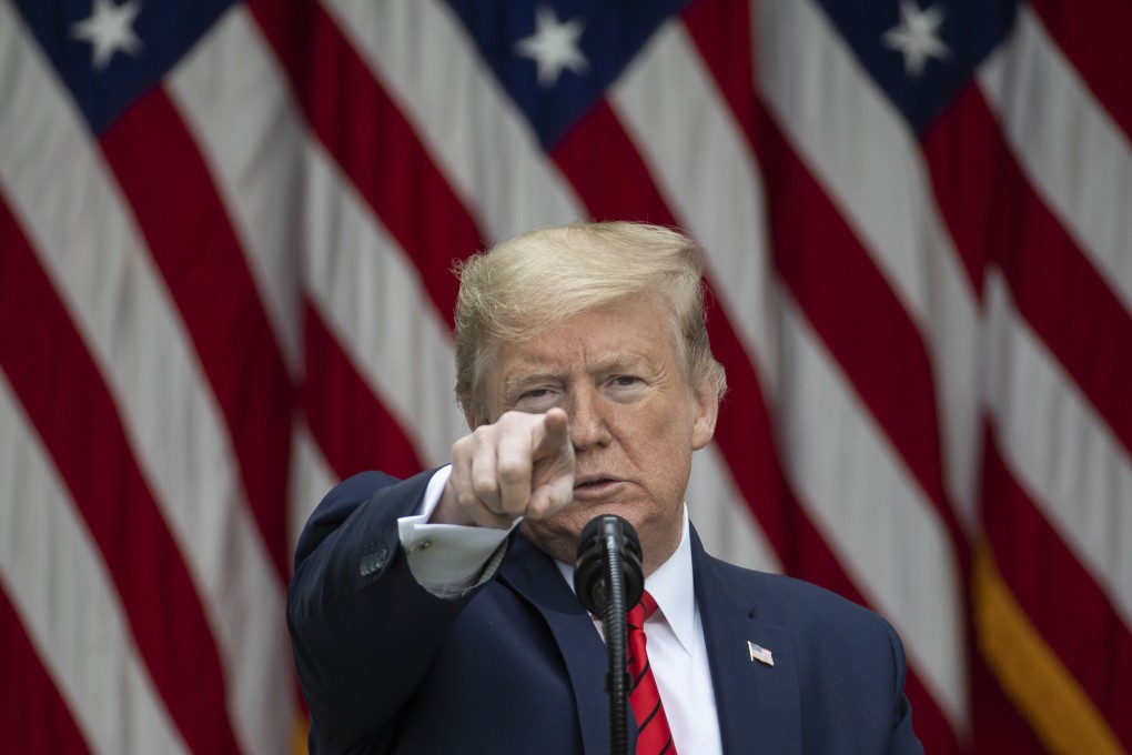 US President Donald Trump points to a reporter as he speaks at a press briefing in the Rose Garden of the White House in May 2020. Photo: AP