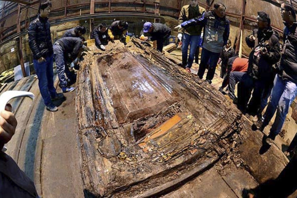 The tomb of Emperor Liu He during excavation. Photo: China Daily