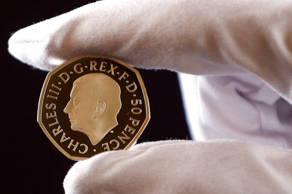 The official coin effigy of Britain’s King Charles is seen on a 50 pence coin, unveiled by The Royal Mint in London on Friday. Photo: Reuters