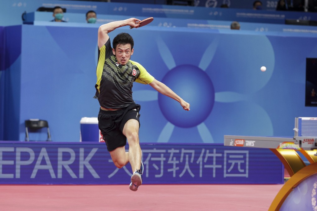 Wong Chun-ting fights to keep Hong Kong team in it at the World Team Table Tennis Championships. Photo: WTT