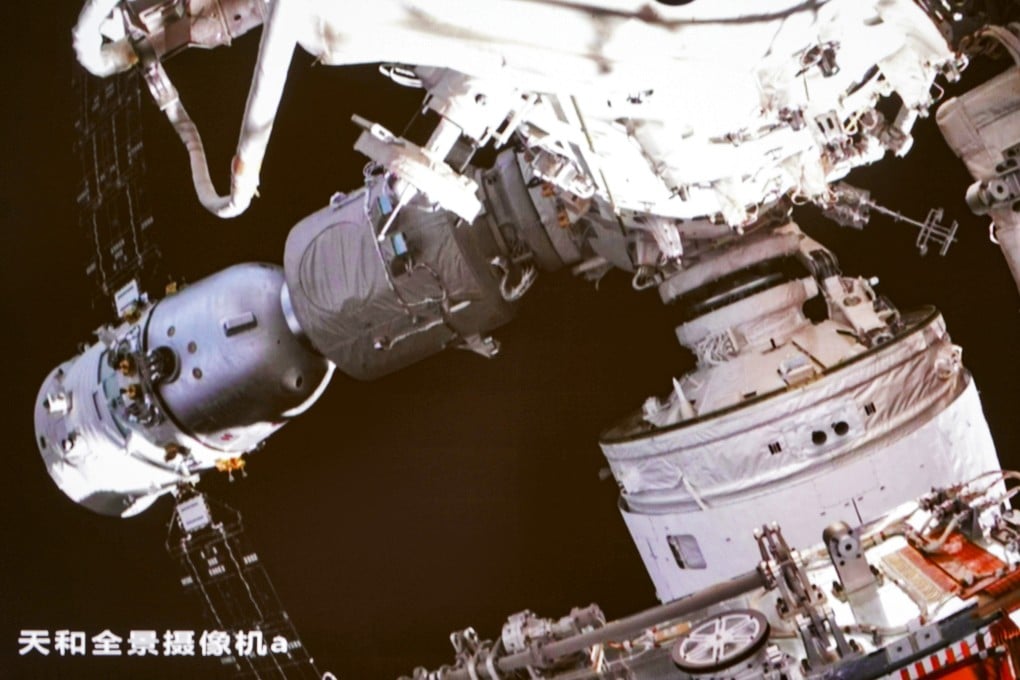 The Wentian lab module was successfully moved from the front to the side of the space station. Photo: Handout
