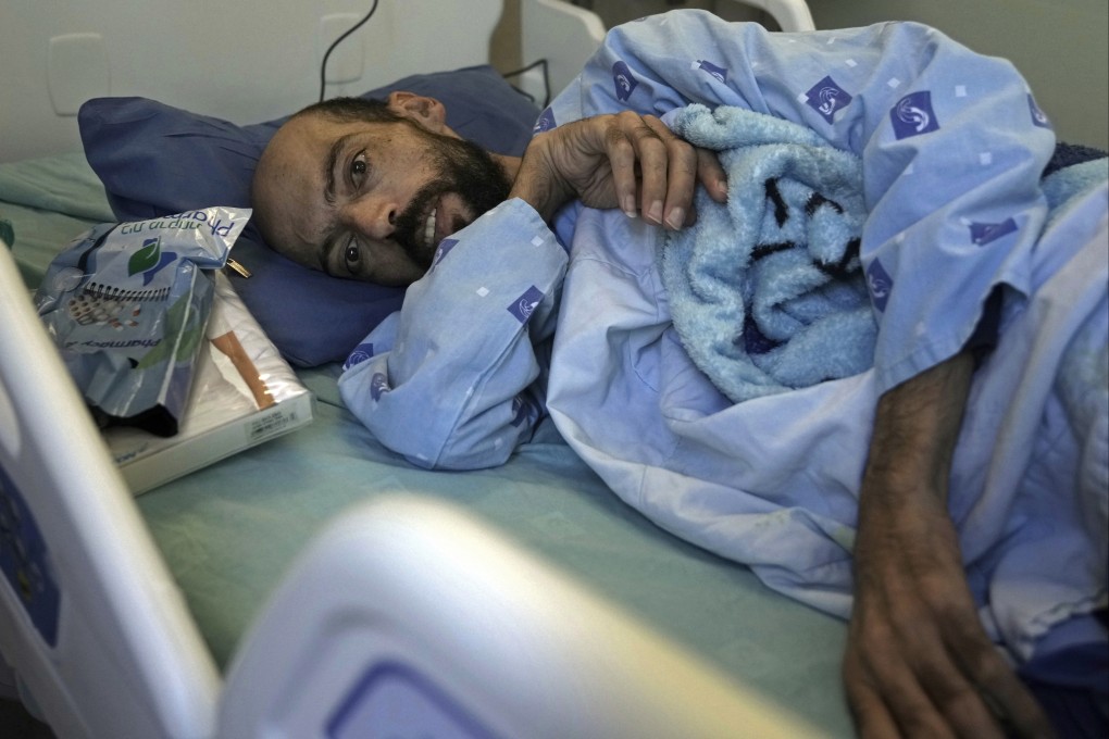 Khalil Awawdeh, a Palestinian prisoner on a hunger strike, at Asaf Harofeh Hospital in Be’er Ya’akov, Israel on August 24. Israeli rights group HaMoked said on Sunday that Israel is holding nearly 800 Palestinians without trial or charge in so-called administrative detention. Photo: AP