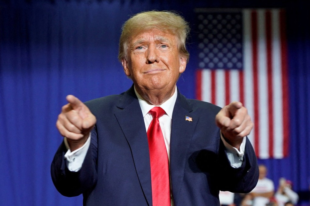 Former US president Donald Trump gestures during a rally in Warren, Michigan, on Saturday. Photo: Reuters