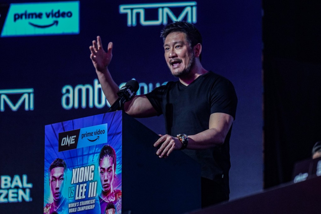 Chatri Sityodtong speaks at the ONE on Prime Video 2 press conference in Singapore. Photos: ONE Championship