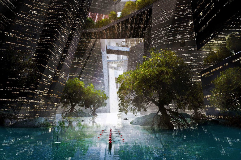 This file photo provided by Saudi Arabia’s Neom shows the design plan for the 500-metre tall parallel structures, known collectively as The Line, in the heart of the Red Sea megacity Neom. Photo: AFP