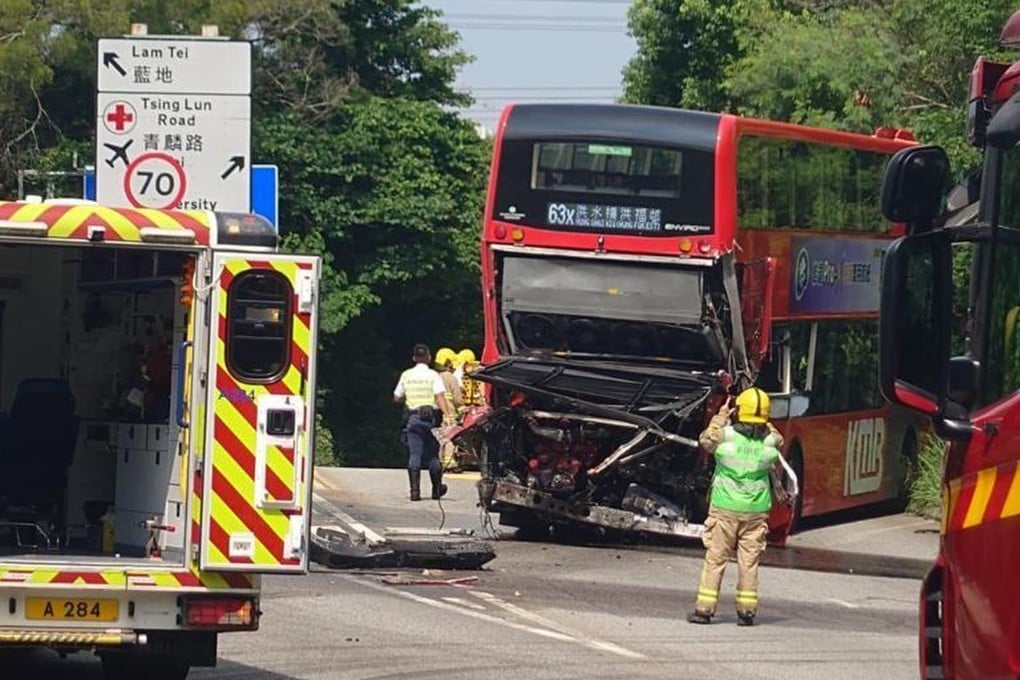 The rear of the bus was badly damaged in the accident. Photo: Facebook