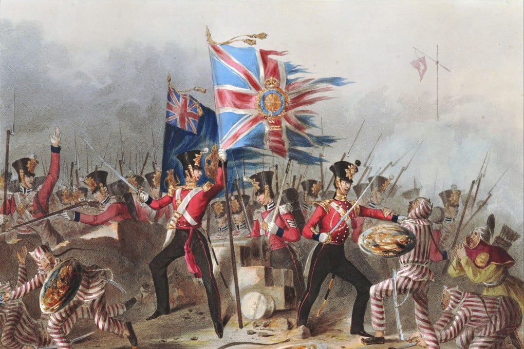 A lithography by James Henry Lynch, originally drawn by Michael Angelo Hayes, depicts the 18th (Royal Irish) Regiment of Foot, at the storming of the forts of Amoy on August 26, 1841, during the First Opium War. Image: Getty Images