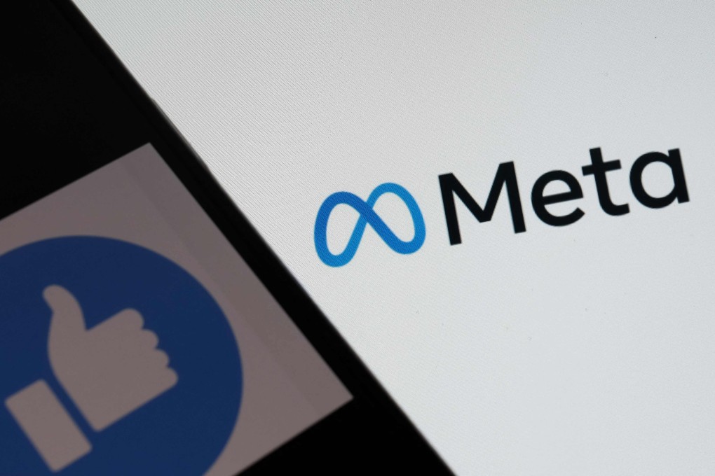 The Facebook like logo shown on a smartphone in front of a computer screen showing the logo of parent company Meta Platforms in this illustration taken on October 28, 2021. Photo: AFP