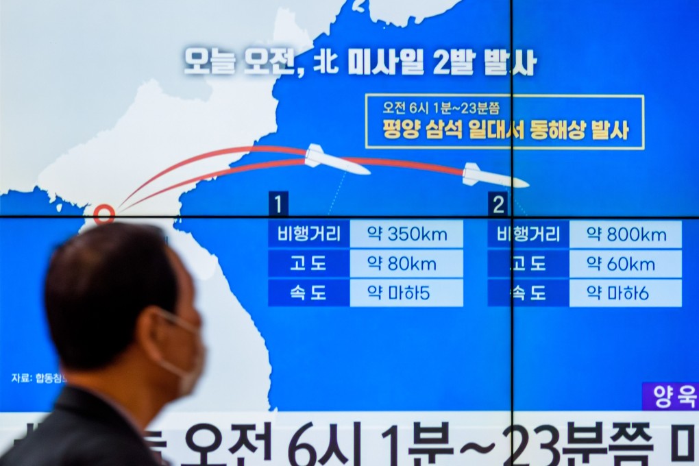 North Korea launched two ballistic missiles towards its eastern waters on Thursday, as the US redeployed an aircraft carrier near the Korean Peninsula in response to the North’s recent launch of a powerful missile over Japan. Photo: DPA