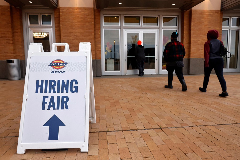 People arrive for a job fair in Fort Worth, Texas, in March last year. The US labour market has remained resilient despite softening in other parts of the economy, potentially complicating hopes the US central bank will ease up in its cycle of interest rate increases. Photo: TNS
