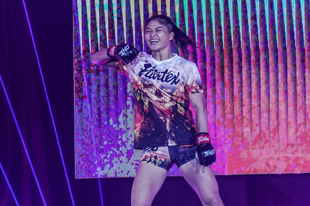 Stamp Fairtex dances on the stage during her ring entrance at ONE on Prime Video 2 in Singapore. Photos: ONE Championship