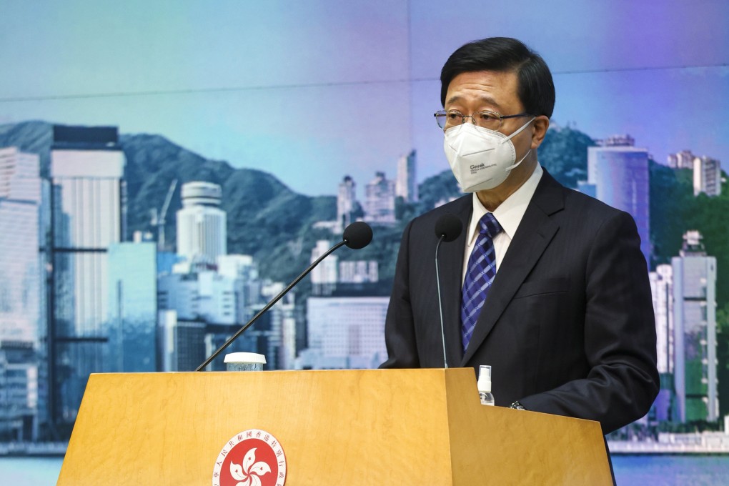 Chief Executive John Lee Ka-chiu attends a press conference ahead of an Exco meeting at Central Government Offices in Admiralty. Photo: Yik Yeung-man