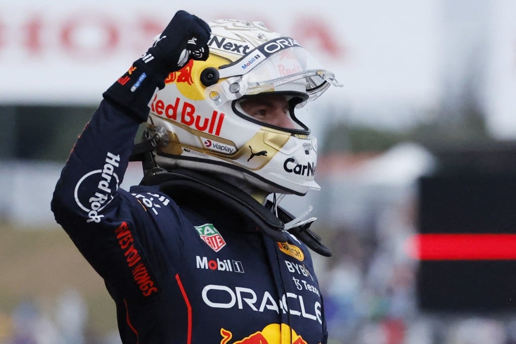 Red Bull’s Max Verstappen celebrates winning the race. Photo: Reuters