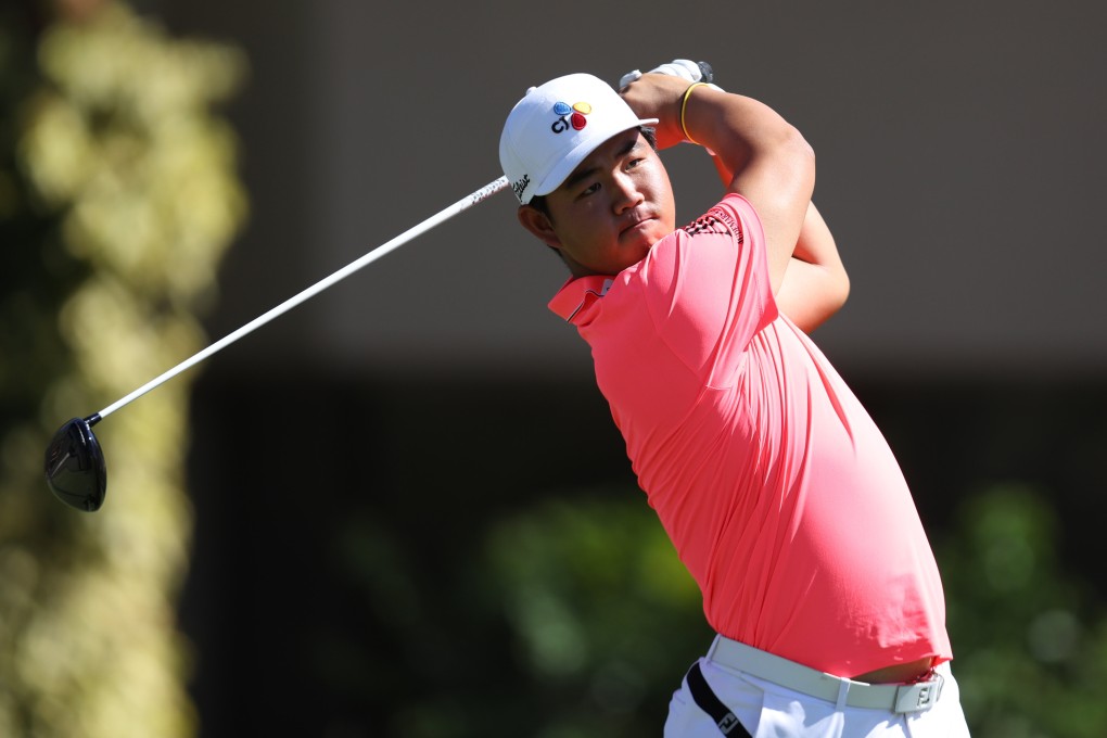 Tom Kim of South Korea plays his shot from the third tee during the Shriners Children’s Open. Photo: Getty Images