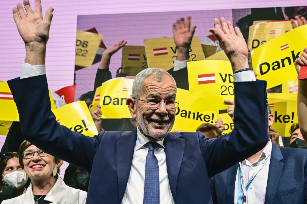 Austrian President Alexander Van der Bellen at his election party. Photo: EPA-EFE