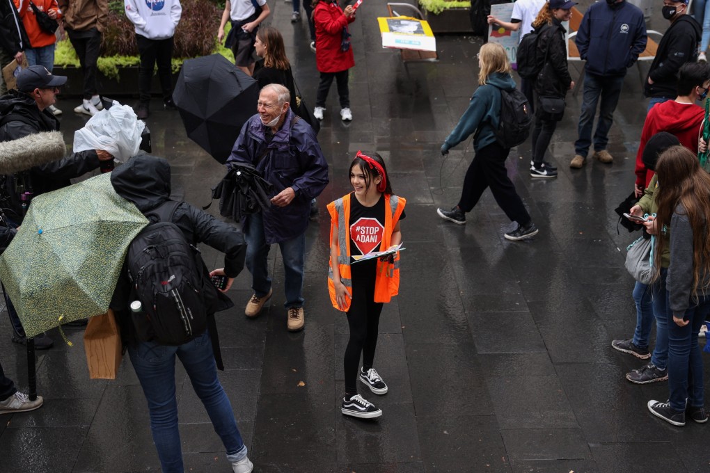 Australian teen climate activist Izzy Raj-Seppings helps organise a rally to demand action on climate change, in Sydney on May 21, 2021. Photo: Reuters