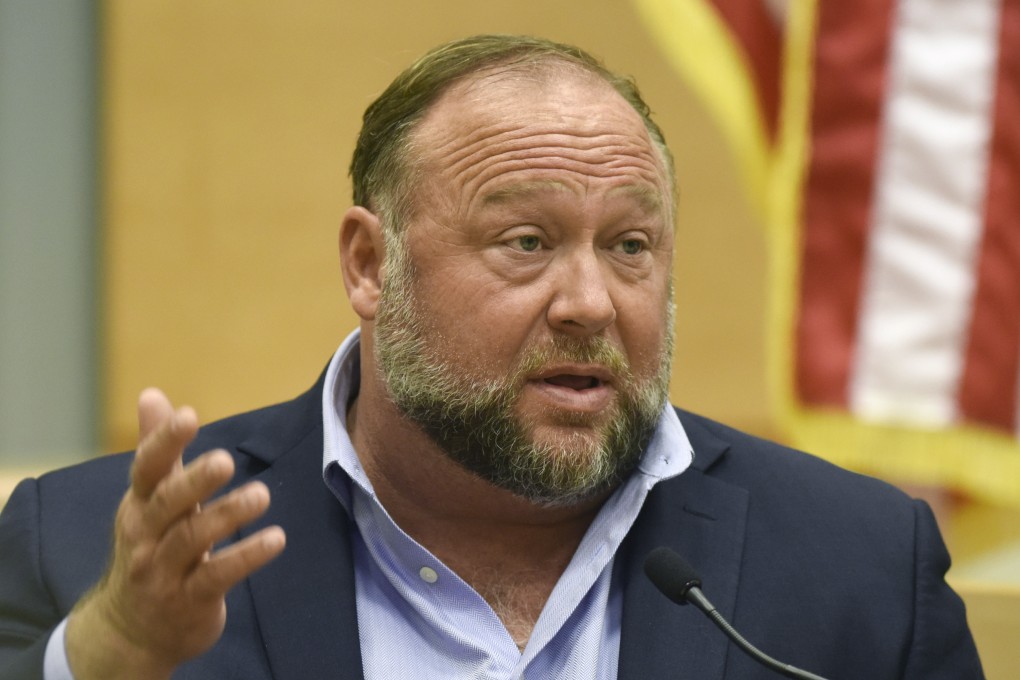Infowars founder Alex Jones testifies at the Sandy Hook defamation damages trial in Waterbury, Connecticut, in September. Photo: Hearst Connecticut Media via AP