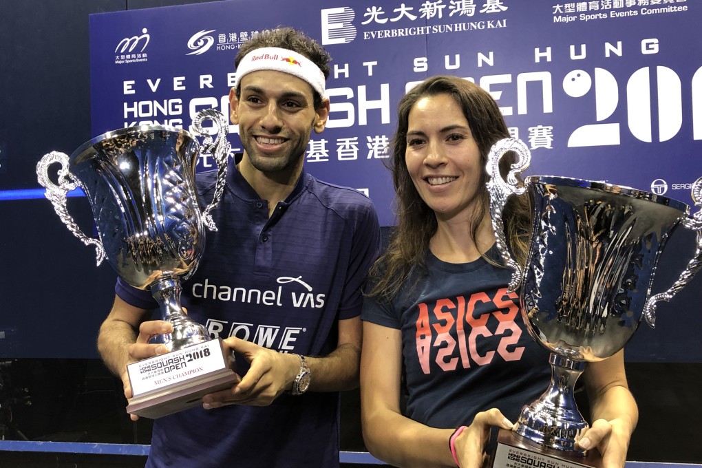 Hong Kong Squash Open 2019 champions Mohamed Elshorbagy and Joelle King. Photo: Hong Kong Squash